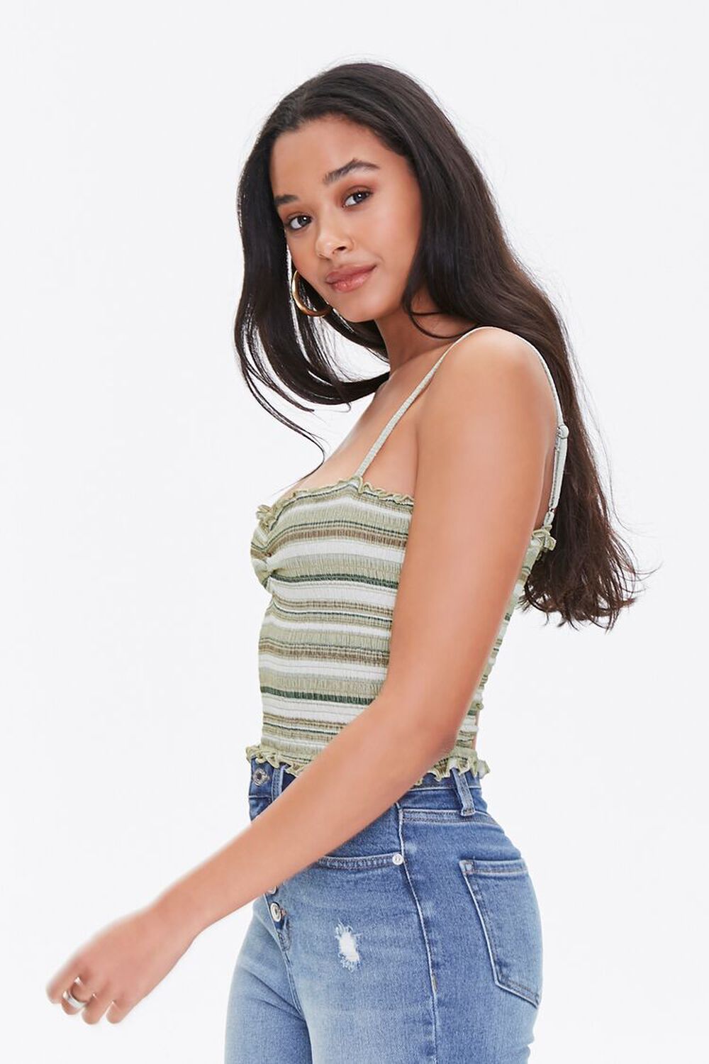 OLIVE/MULTI Striped Cropped Cami, image 2
