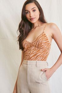 BROWN/MULTI Tiger Print Buttoned Cropped Cami, image 1