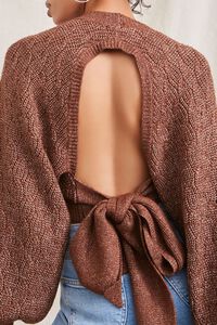 BROWN Cable Knit Self-Tie Sweater, image 5