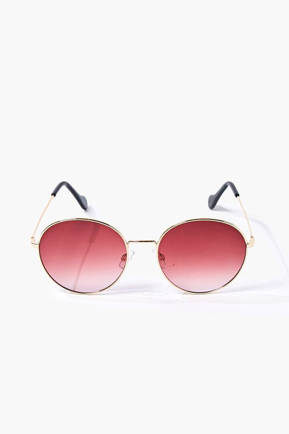 GOLD/RUST Round Ombre Metal Sunglasses, image 1