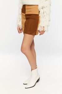 Faux Suede Colorblock Mini Skirt, image 3