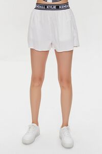 WHITE/MULTI Kendall + Kylie Poplin Shorts, image 2