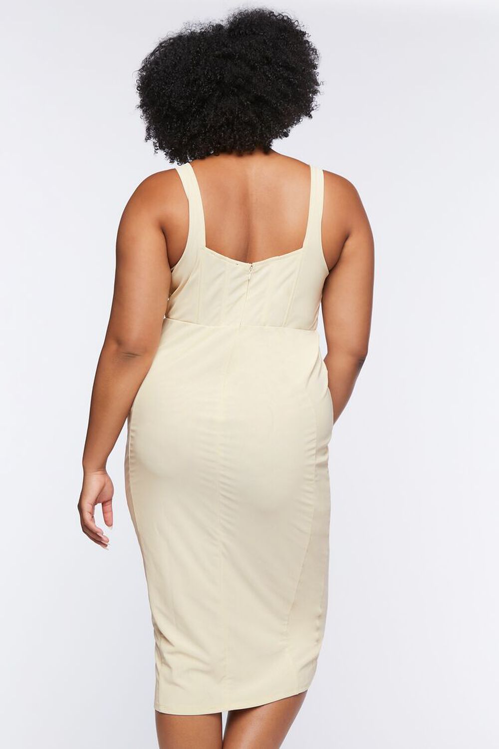 Plus Size Lace-Up Bodycon Midi Dress, image 3