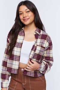 Cropped Plaid Flannel Shirt, image 1