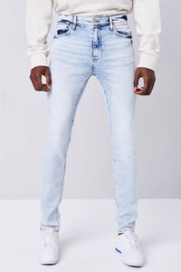 LIGHT DENIM Premium Paint Splatter Skinny Jeans, image 2