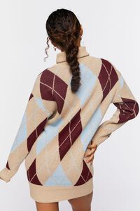 TAUPE/MULTI Argyle Turtleneck Mini Sweater Dress, image 3