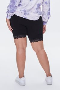 BLACK Plus Size Lace-Trim Biker Shorts, image 3