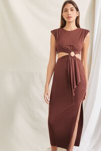 BROWN O-Ring Cutout Maxi Dress, image 7