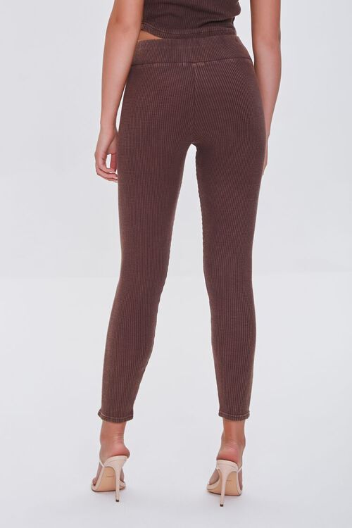 BROWN Ribbed Knit Button Leggings, image 4