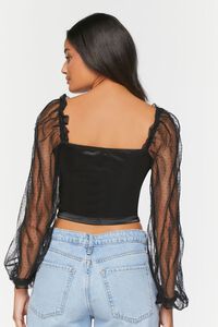 BLACK Dotted Mesh Satin Bustier Top, image 4