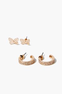 GOLD Butterfly Stud & Hoop Earring Set, image 3