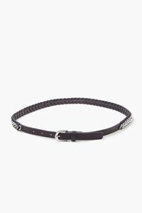 BLACK/SILVER Faux Leather Chain Hip Belt, image 1