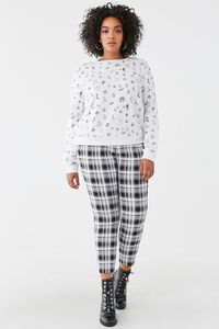 WHITE/BLACK Plus Size Christmas Print Sweatshirt, image 4