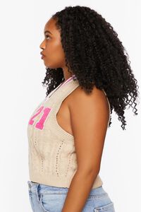 KHAKI/MULTI Plus Size Varsity-Striped Sweater Vest, image 2