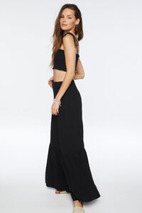 BLACK Smocked Cropped Cami & Tiered Skirt Set, image 2