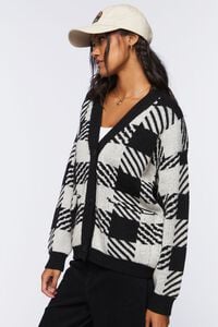 BLACK/CREAM Checkered Cardigan Sweater, image 2