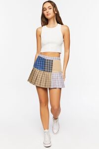 BLUE/TAUPE Reworked Plaid Mini Skirt, image 5