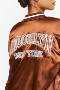 BROWN/WHITE Brooklyn New York Bomber Jacket, image 6