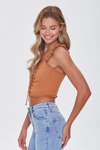 CAMEL Sweetheart Lace-Up Crop Top, image 2