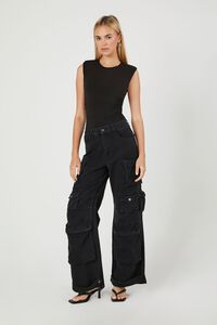 BLACK High-Rise Cargo Jeans, image 7