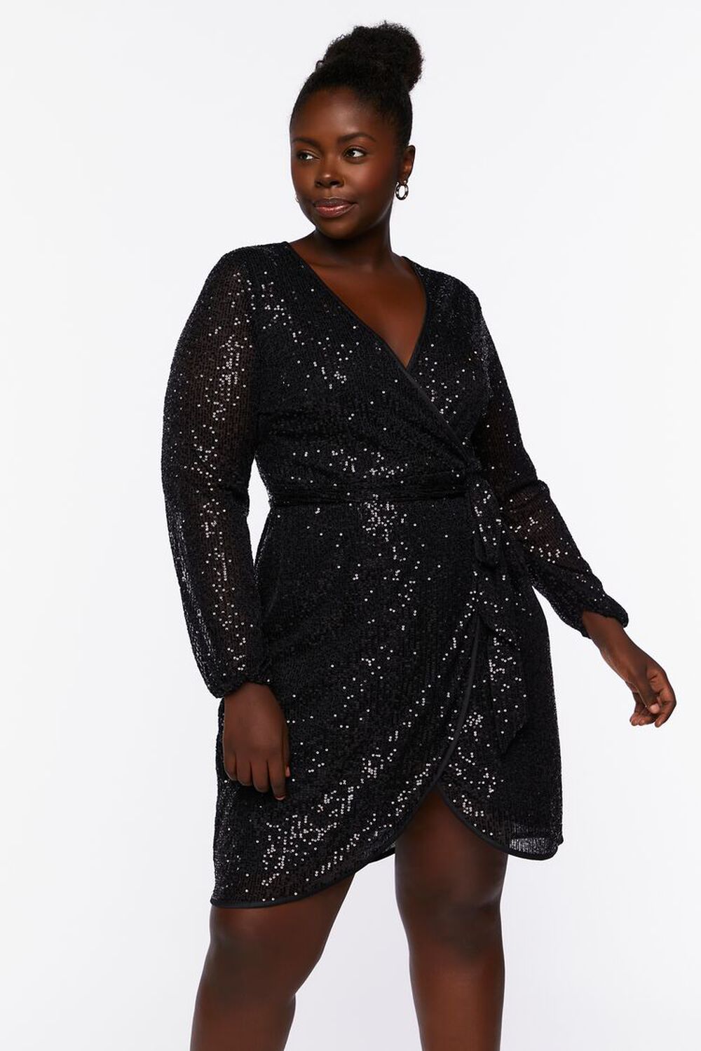 BLACK/BLACK Plus Size Sequin Wrap Dress, image 1