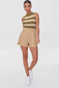 BROWN/TAUPE Sweater-Knit Striped Tank Top, image 4