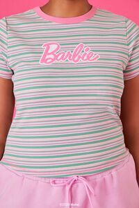 PINK/MULTI Plus Size Striped Barbie Graphic Tee, image 5