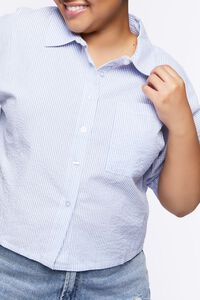 BLUE/WHITE Plus Size Striped Shirt, image 5