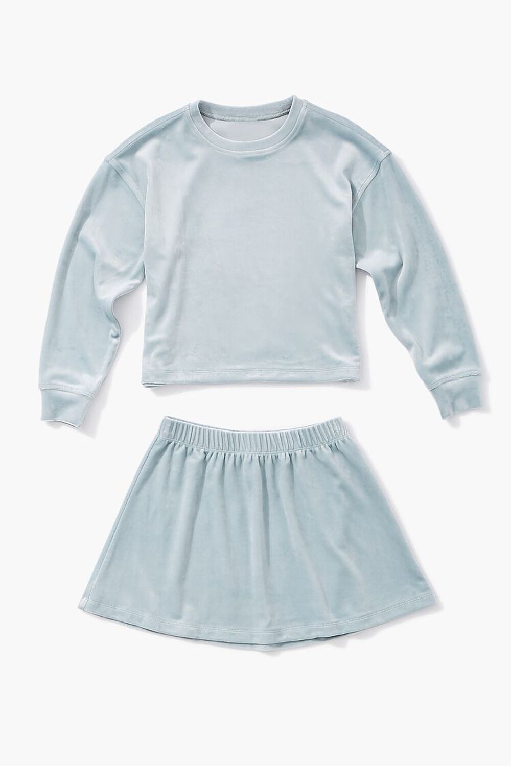 BLUE Girls Velvet Tee & Skirt Set (Kids), image 1