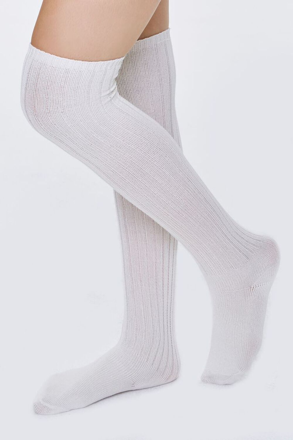 CREAM Ribbed Over-the-Knee Socks, image 1