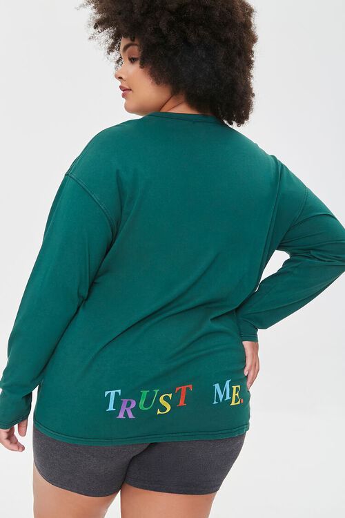 GREEN/MULTI Plus Size Trust Me Graphic Tunic, image 3