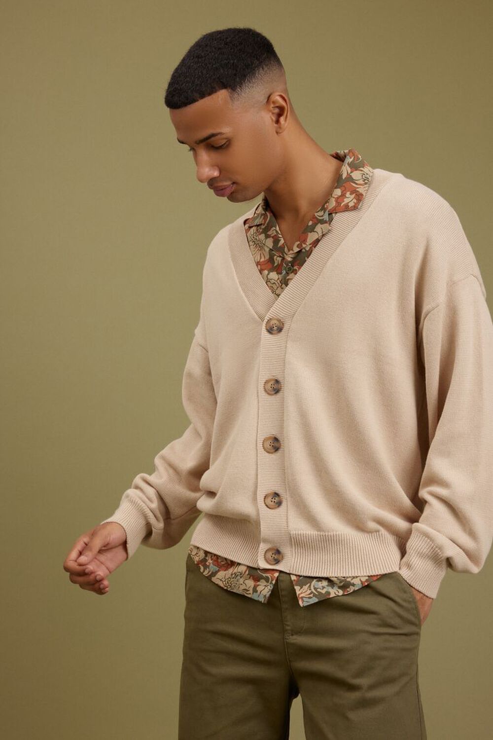 TAUPE Drop-Sleeve Cardigan Sweater, image 1