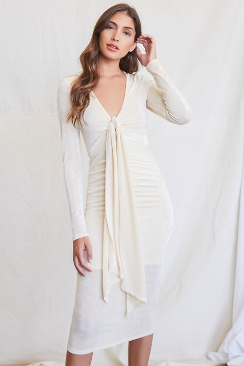 IVORY Plunging Bodycon Dress, image 1