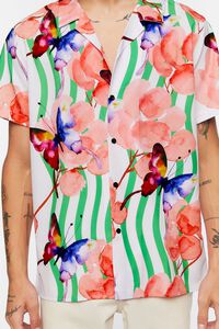 WHITE/MULTI Watercolor Floral Butterfly Print Shirt, image 5