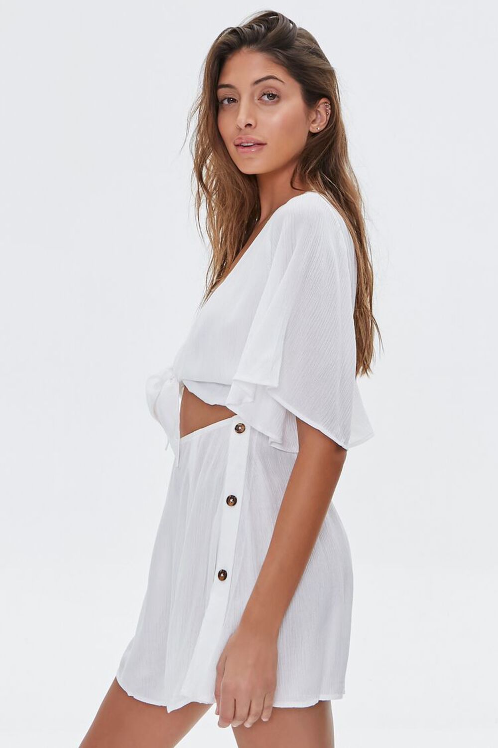 WHITE Tie-Front Swim Cover-Up Dress, image 2