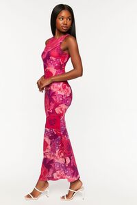 PINK/MULTI Mesh Floral Print Sleeveless Maxi Dress, image 2