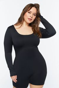 BLACK Plus Size Fitted Scoop-Neck Romper, image 1
