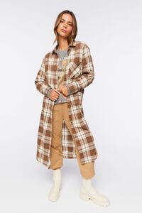 BROWN/MULTI Plaid Flannel Longline Tunic, image 1