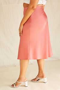Plus Size Satin Midi Skirt, image 2