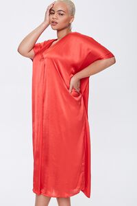 RED Plus Size Satin Midi Dress, image 4