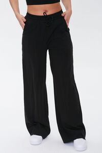 BLACK Wide-Leg Drawstring Sweatpants, image 2