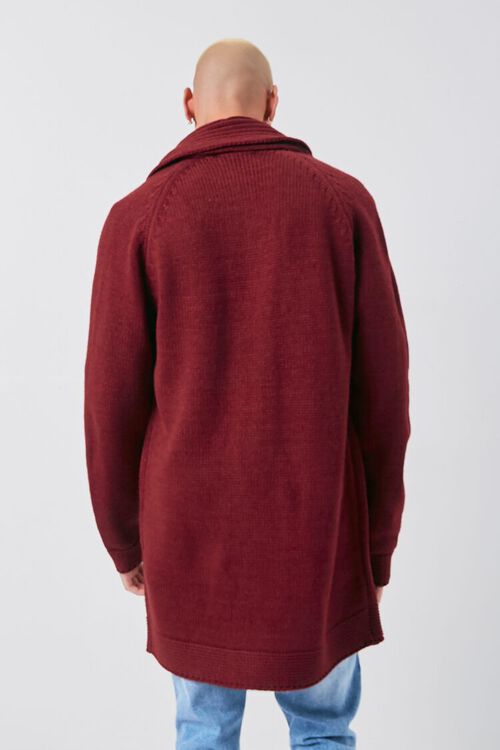 BURGUNDY Longline Open-Front Cardigan Sweater, image 3