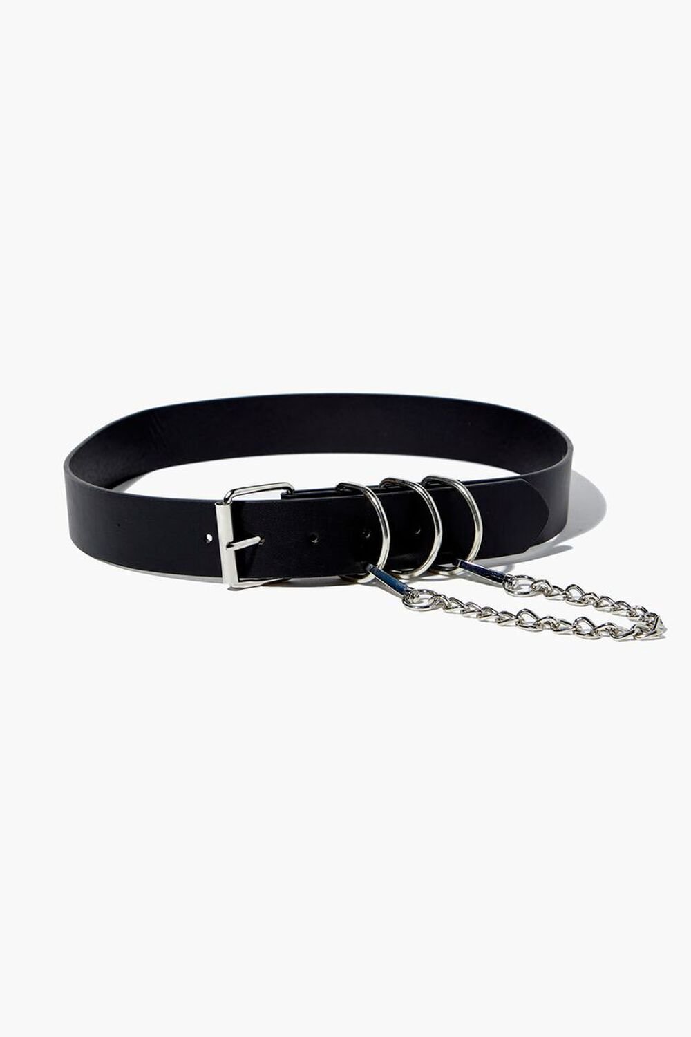 BLACK/SILVER Faux Leather Wallet Chain Belt, image 1