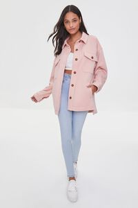 SEASHELL PINK Terry Cloth Button-Front Shacket, image 4