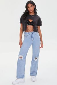 BLACK Cutout Chain Cropped Tee, image 4