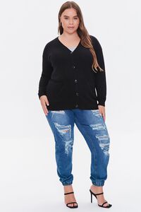 BLACK Plus Size Pocket Cardigan Sweater, image 4