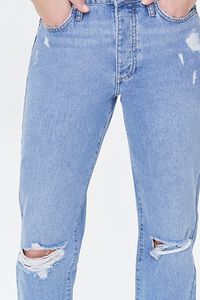 MEDIUM DENIM Recycled Cotton Distressed High-Rise Mom Jeans, image 5
