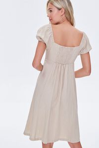 KHAKI Buttoned Puff-Sleeve Dress, image 3