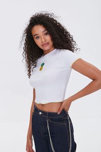 WHITE/YELLOW Cropped Pineapple Patch Tee, image 1