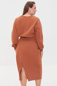CAMEL Plus Size Pullover & Midi Skirt Set, image 3